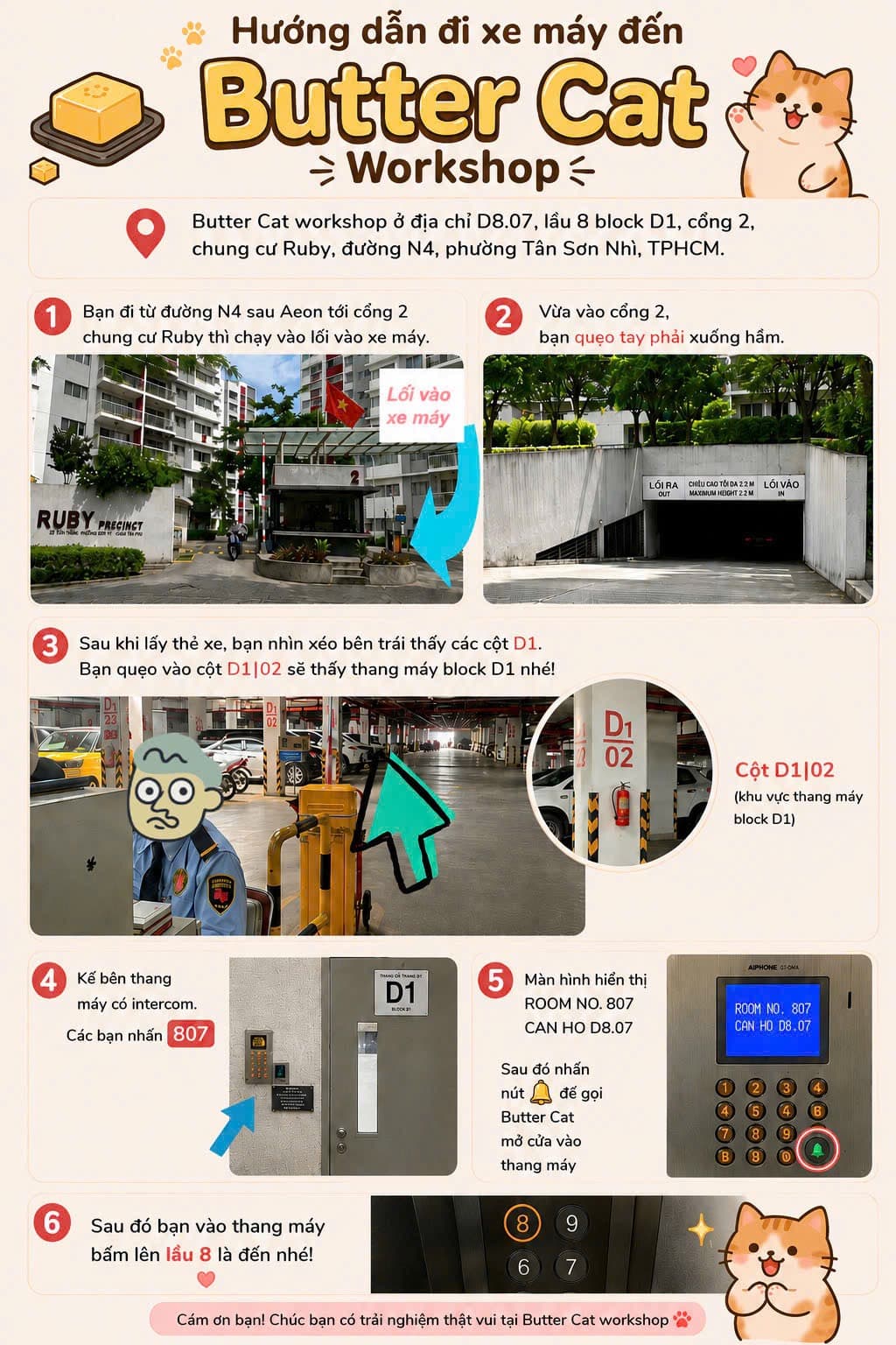 Hướng dẫn đi xe máy đến ButterCat Workshop